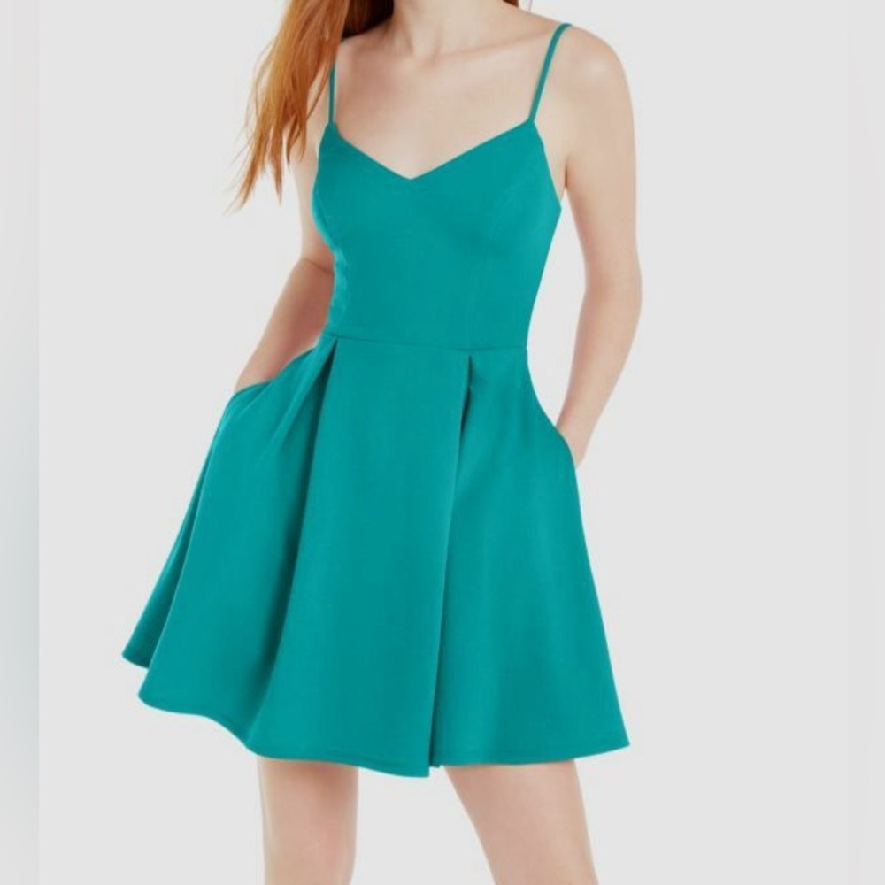 B Darlin Green Fit and Flare Mini Dress Sleeveless Size 5/6